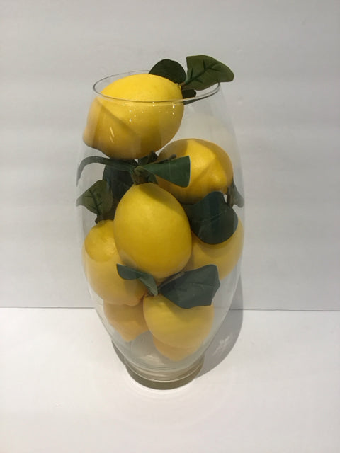 13" Glass Vase w/Lemons