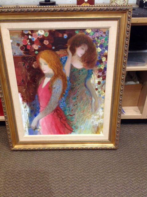 33x40 Framed Quan Sun "Song of Flowers I"