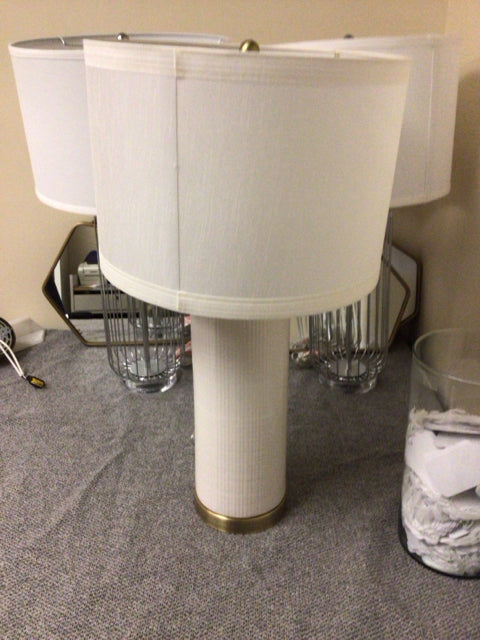 White Cylinder Table Lamp W/Shade