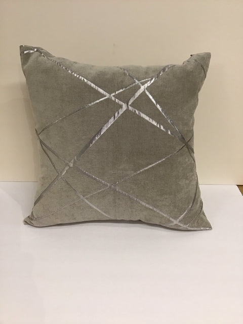 Grey Chenille Pillow w/Metallic Accents