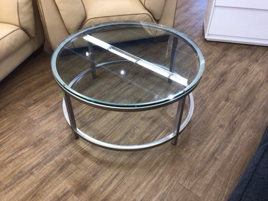 Round Glass Top Metal Base Coffee Table