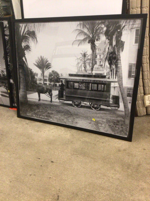 50" X 62" Black & White Framed Miami Print