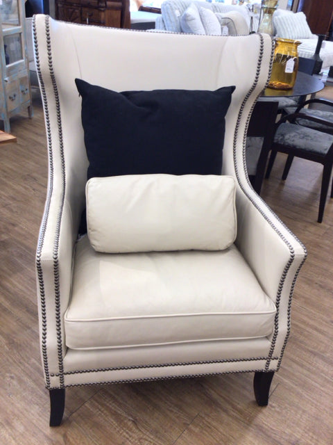 White Leather High Back Chair