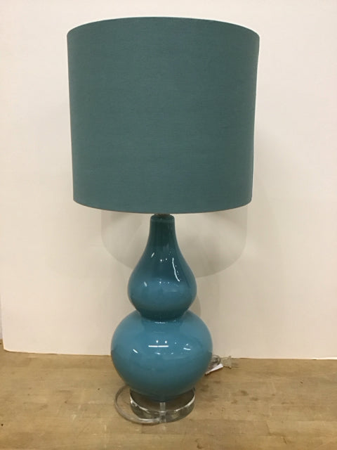 26" Aqua Ceramic Lamp Genie Style w/Shade