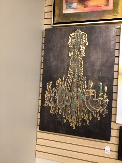 31.5"x47" Chandelier Art Painted On Wood