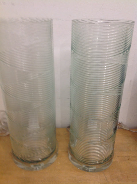 16" Pair Of Modern Glass Accent Lamps