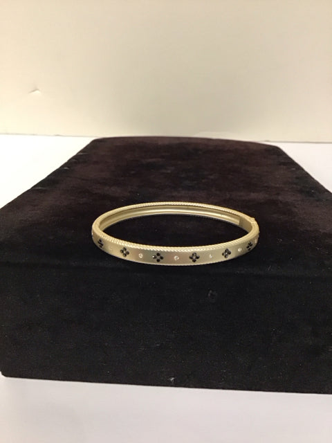 Van Cleef Style Gold Cuff Bracelet w/Onyx