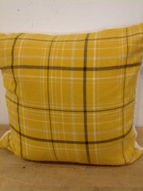 Pillow- 20" Dkny Yellow Plaid Fleece