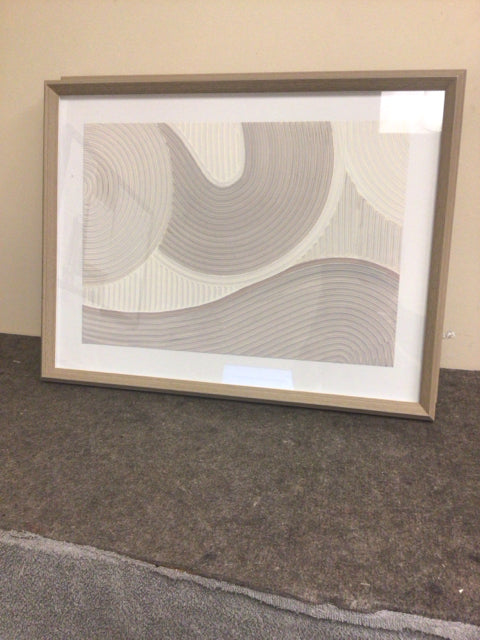 26" X 20" Light Wood Framed Textured Abstract Print