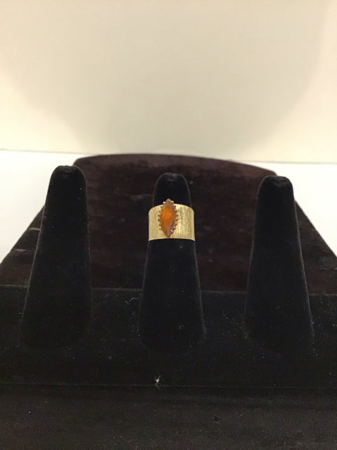 Adjustable Gold Ring w/Marquis Cut Stone