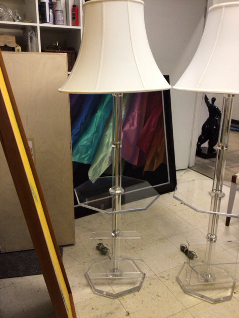 Acrylic Floor Lamp W/Magazine Rack & Shade