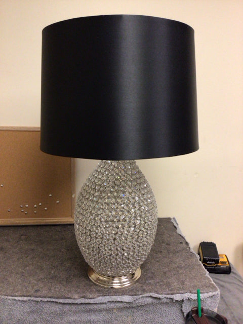 28 1/2" Jeweled Table Lamp W/Black Shade
