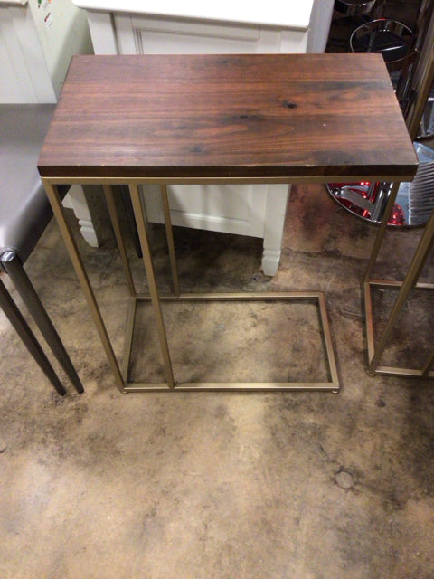 Wood & Brass C End Table