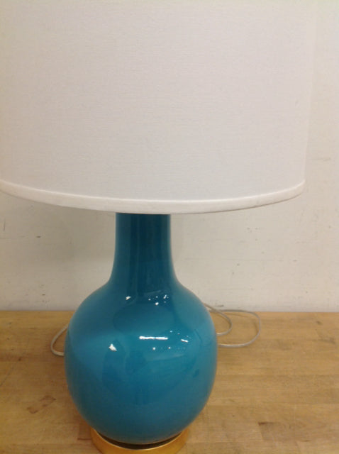 26" Aqua & Gold Ceramic Lamp