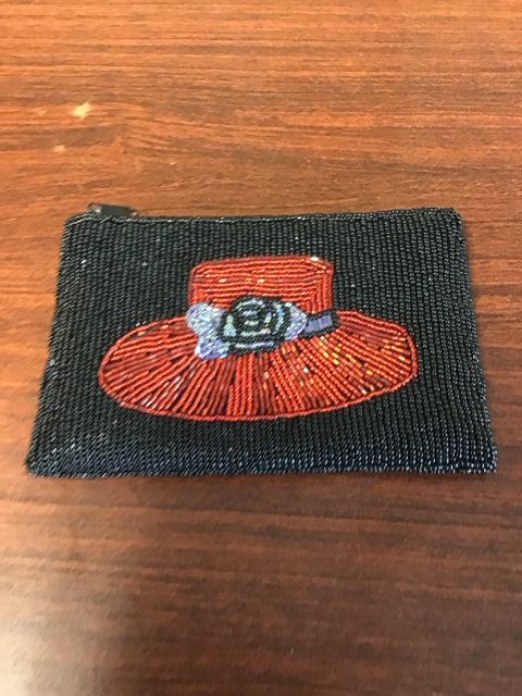 Beaded Black &Red Hat Purse