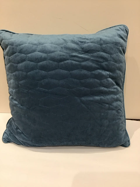 Stitched Blue Velour Pillow