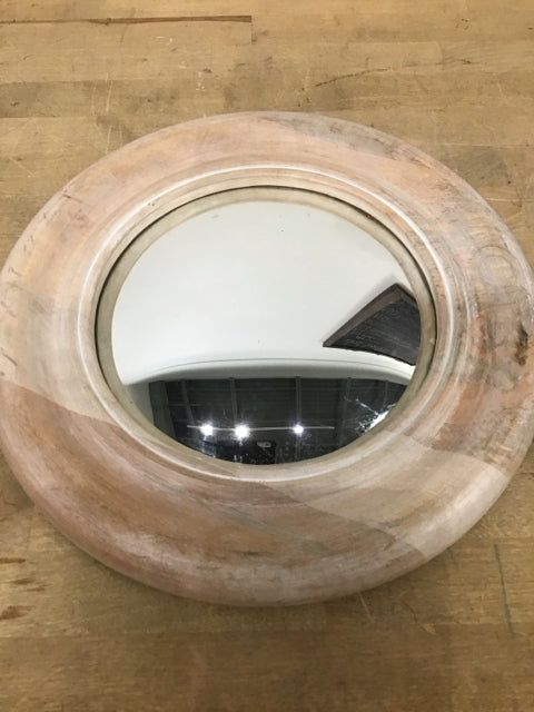 13" Wooden Round Mirror