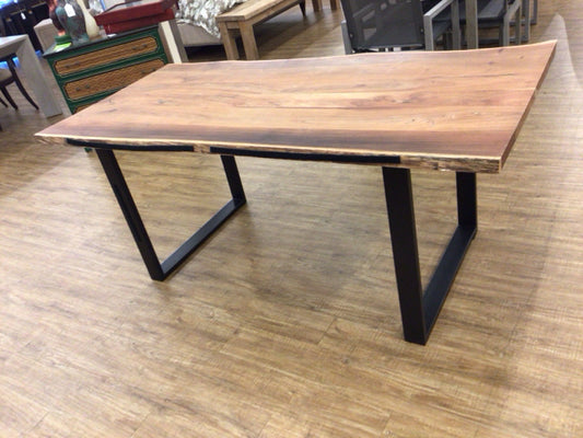 72" X 34" X 30.25"  Live Edge Wood Dining Table W/Black Metal Legs