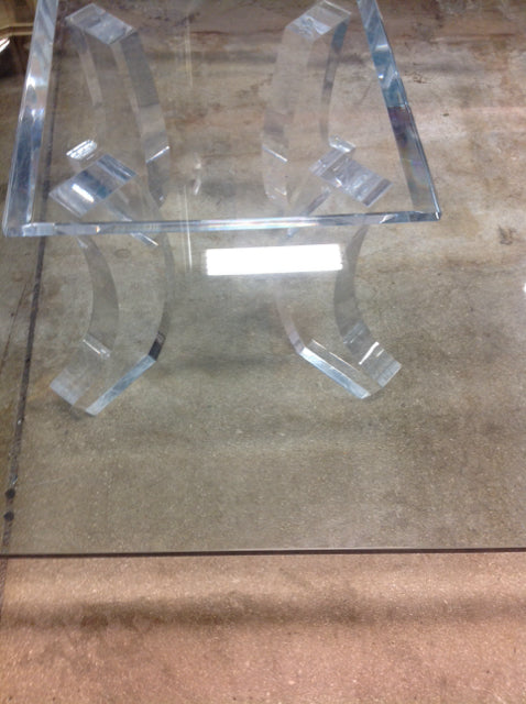 Coffee Table- As Is Lucite Base & Glass Top