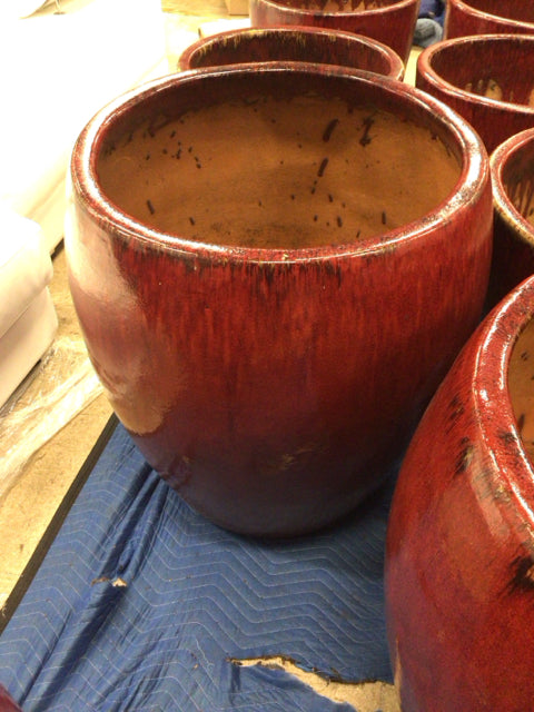 31 1/2" Red Ceramic Drip Glaze Planter