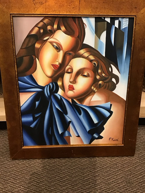 25"x29" P.  Keith Deco Style Art Blue Ribbon