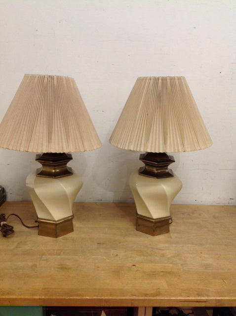 Pair Stiffel Tan Ceramic Table Lamps