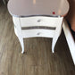 AS-IS Silver/Cream Two Drawer Nightstand(Marks On Top)