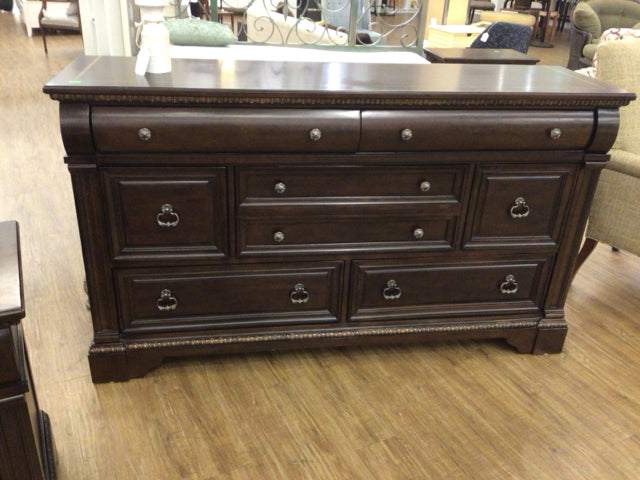 Dark Wood Seven Drawer Dresser