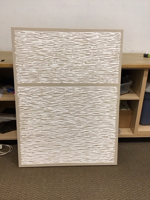36x48 Burlap w/White Abstract Design