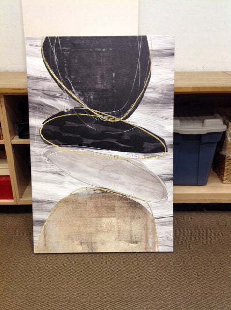 32x48 Black/Gold Abstract Print on Canvas