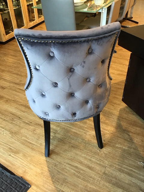 Grey Upholstered Nailhead Tufted Accent Chair