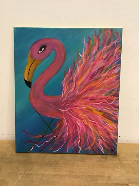 20x24 Flamingo Painting on Canvas