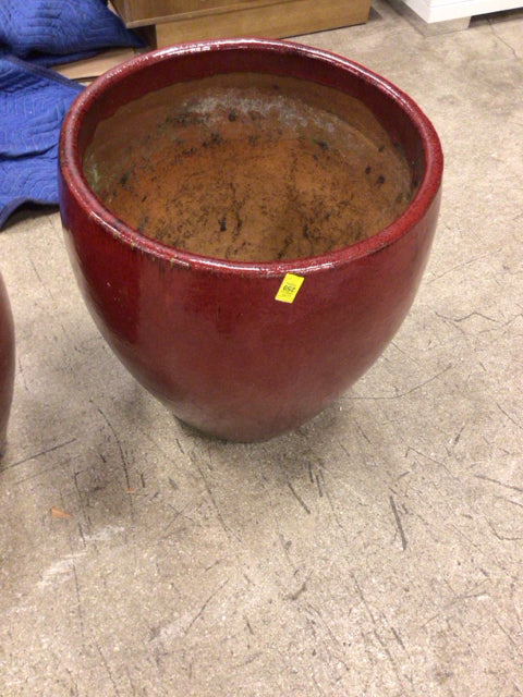 19 1/2" Red Ceramic Drip Glaze Planter
