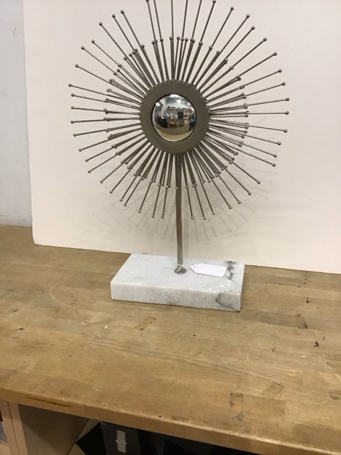17"Rd Nickel Starburst on Marble Sculpture