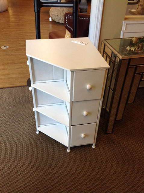 32" White Wood Corner Nightstand