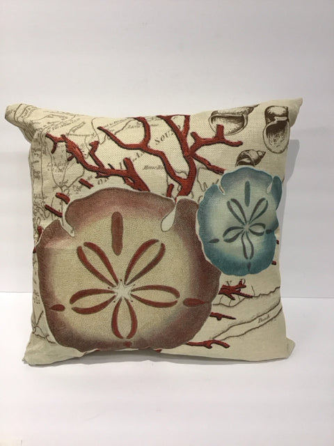 Burlap Sand Dollar Pillow