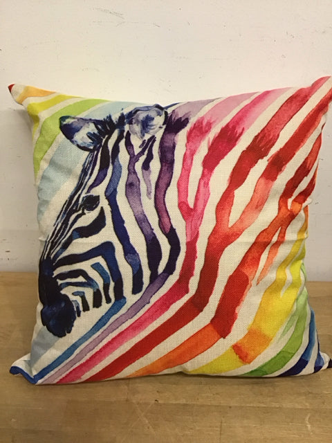 17" Rainbow Zebra Pillow