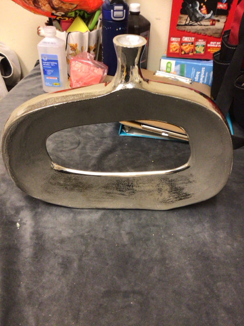 10 7/8" Oval Silver Vase