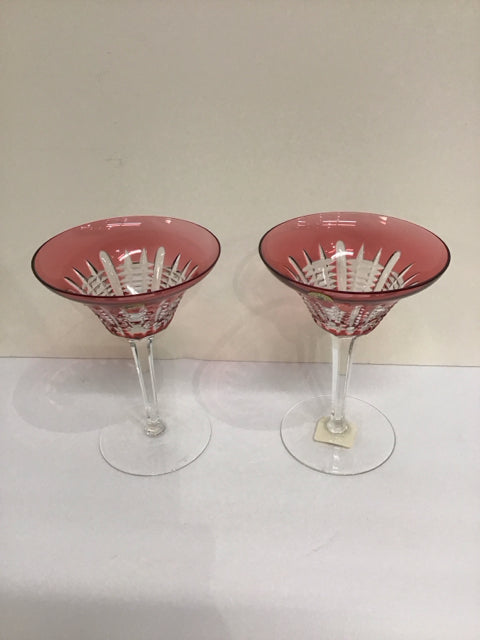 Set/2 Waterford Simply Pink Martini Glasses