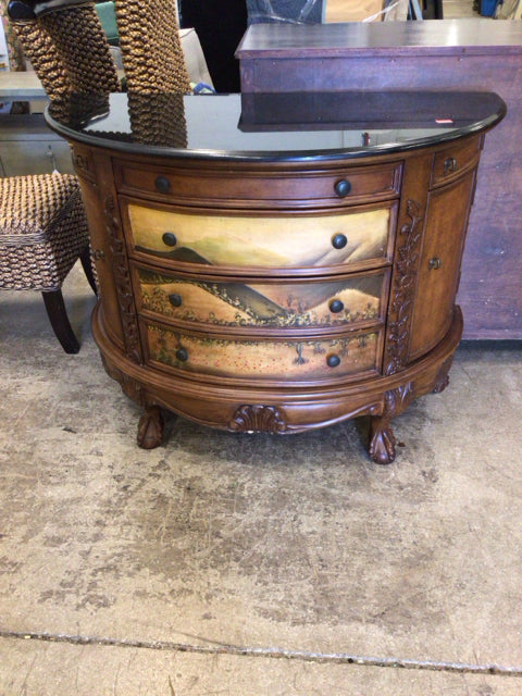 43" Painted Front Four Drawer/Two Door Stone Top Demi Cabinet