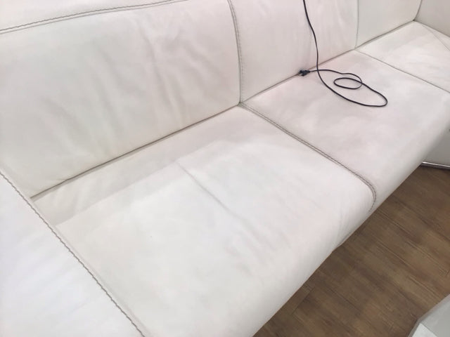 AS-IS Incanto Italian White Leather 4 PC Power Reclining Sectional