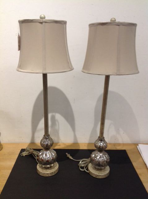 Taupe Resin/Mercury Glass Buffet Lamps-Pair