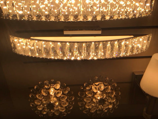 Curved Crystal & Chrome Sconce