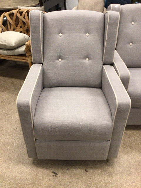 Light Grey Fabric Button Tufted Manual Recliner