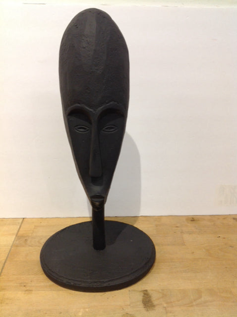 20" Black African Resin Face Sculpture