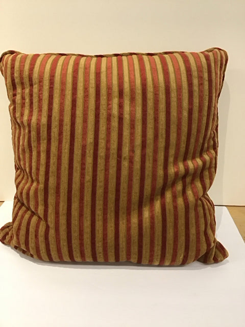 Gold/Red Chenille Stripe Down Fill Pillow