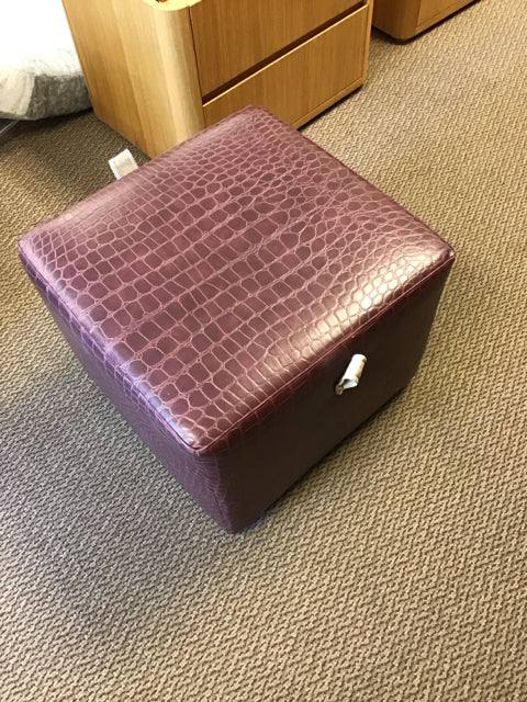 Cordovan Faux Croc Ottoman w/Casters