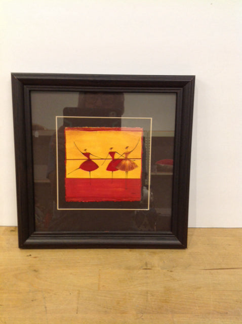 12" Square Framed Dancers on Paper