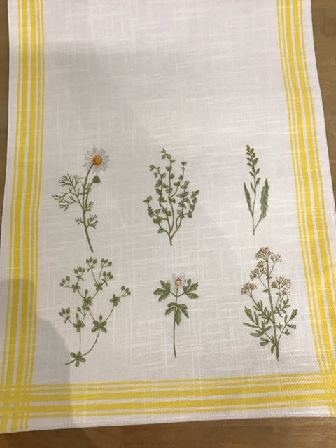 88"x14" Yellow & White Floral Table Runner
