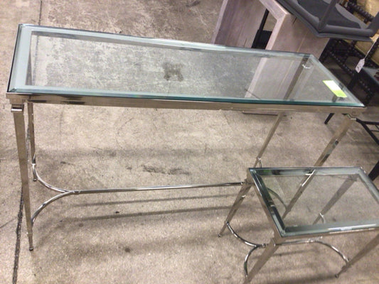 40" Cosmopolitan Glass & Chrome Console Table